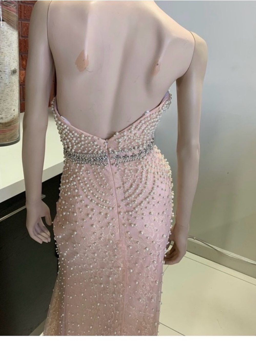 Mac Duggal Blush Pink Pearl & Crystal Embellished dress - Picture 3 of 3